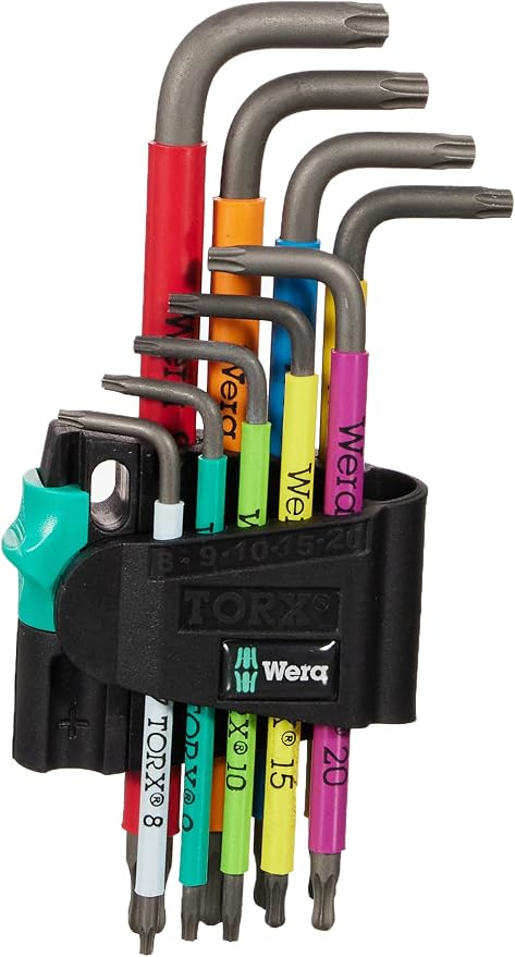 Wera 05024335001 967/9 TX BO Multicolour 1 L-key set for tamper-proof TORX® screws, BlackLaser, 9 pieces