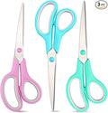 Scissors 8.5 Inch scissors all purpose for Office, Home, Sewing,and Crafts,Soft Comfort-Grip Right/Left Hand 3-Pack, Multicolor
