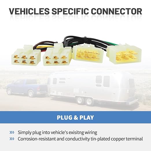 MECMO 4 Pin Trailer Wiring Harness for 1989-1995 Toyota Pickup & 1995-2004 Toyota Tacoma, ‎55379 Vehicle-Side 4 Prong Towing Hitch Wire for Trailer Light Hook Up, Plug & Play 4 Way Flat T-Connector