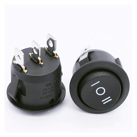 TWTADE / 4Pcs Momentary Boat Rocker Switch 3 Pin 3 Position(ON)-Off-(ON) SPDT Mini Car Auto Boat Round Rocker Toggle Switch 6A 250VAC/10A 125VAC KCD1-5-123