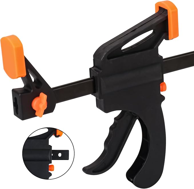 7 PCS 8 Inch Bar Clamps for Woodworking, Orange E-Z Hold Woodworking Bar Clamps Set, One-Handed Quick F Clamps, F Clamps Set for Carpenters & Woodworkers Tools