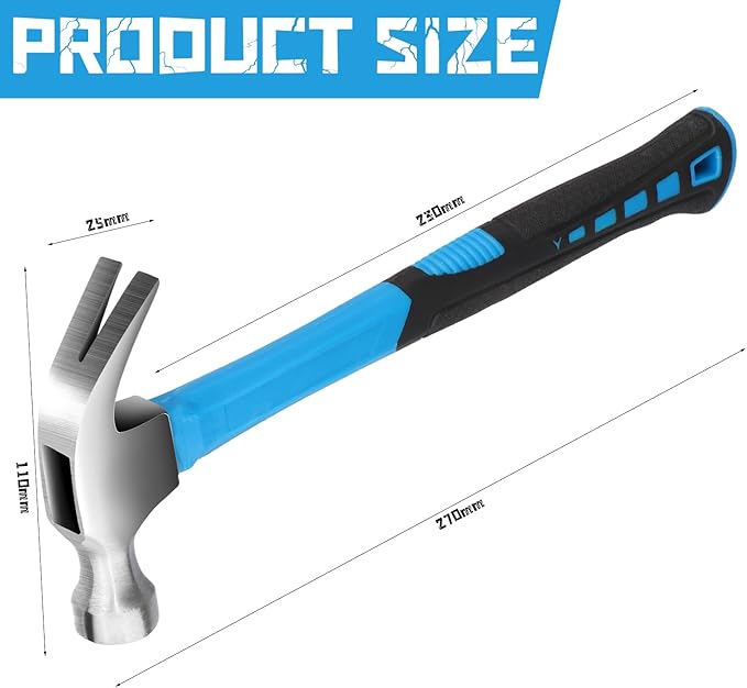 Claw Hammer with Comfort Grip Framing Hammer with Smooth Head Stubby Hammer 13 oz Claw Hammers Stainless Steel Hammers Tools Perfect for Household Projects Garage