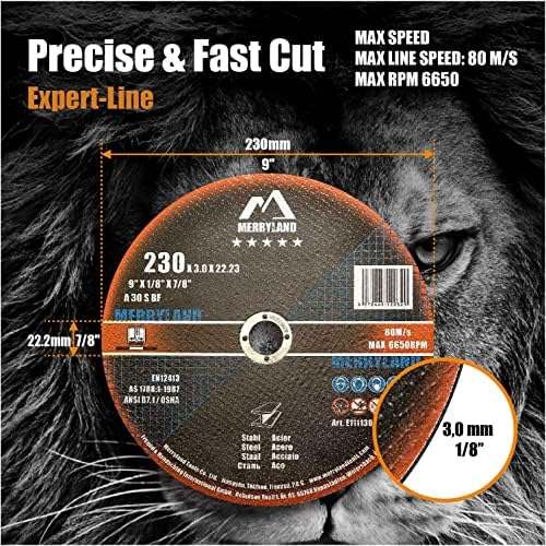 Merryland 25 Pack Cut Off Wheel 9 inch 1/8 Metal Iron Steel Cutting Disc