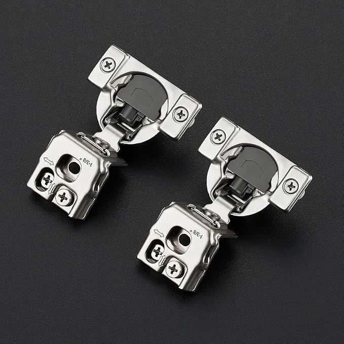20 Pack 10 Pairs 1-3/8 inch Overlay Soft Close Hinges for Kitchen Cabinet Hinges Satin Nickel Hidden Hinges Stainless Steel Concealed Hinge self Closing