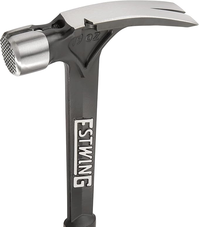 ESTWING Ultra Series Hammer - 19 oz USA Made Rip Claw Framing Hammer with Milled Face & Genuine Leather Grip - E19SM