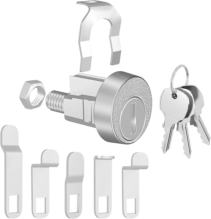1 Pack Mailbox Lock with Key, Mailbox Lock Replacement for L-1172C Mailbox Key Lock, Nickel Finish