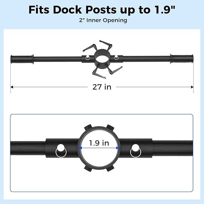 Dock Post Auger Wrench, 2 Inch Marine Pipe Tool with Hand-Tightening Handle Screw, Installation and Removal Wrench for Boat Dock Pipes and Augers