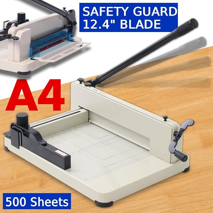 Japard Heavy Duty Paper Cutter A4, 12" Guillotine Blade, Up to 40mm Sheets from 400-500 Sheets, Paper Trimmer with Metric and Inch Scale