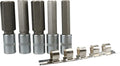 5pc 1/2" Drive 14-24mm Hex Bits Socket Set 100mm Long Deep Reach on Rail CrV