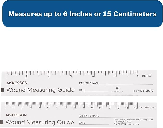 McKesson Wound Measuring Guide Ruler, Non-Sterile, Paper, 6 in, 50 Count, 12 Packs, 600 Total