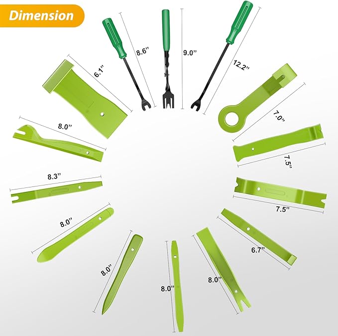 GOOACC 88Pcs Trim Removal Tool, Auto Push Pin Bumper Retainer Clip Set Fastener Terminal Remover Tool Adhesive Cable Clips Removal Kit Car Panel Radio Removal Auto Clip Pliers, Green