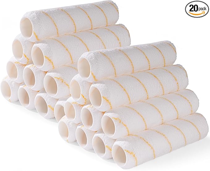 9 Inch Microfiber Paint Roller Covers, 20 Pack, Paint Rollers 9 Inch (3/8" Nap), Large Paint Rollers, Paint Supplies for Painting Walls