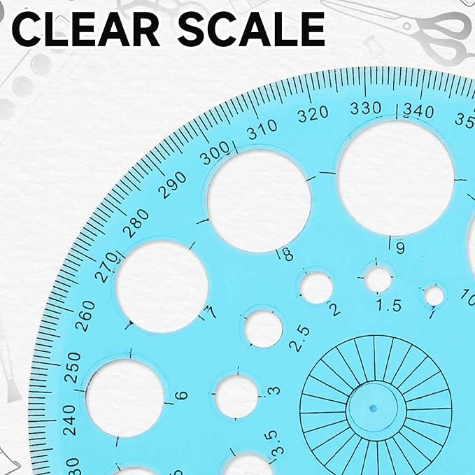 Circle Template for Drawing, Plastic Circle Stencil Geometric Circle Ruler for Drafting, Large and Small Circle Drawing Tool for School Office Supplies