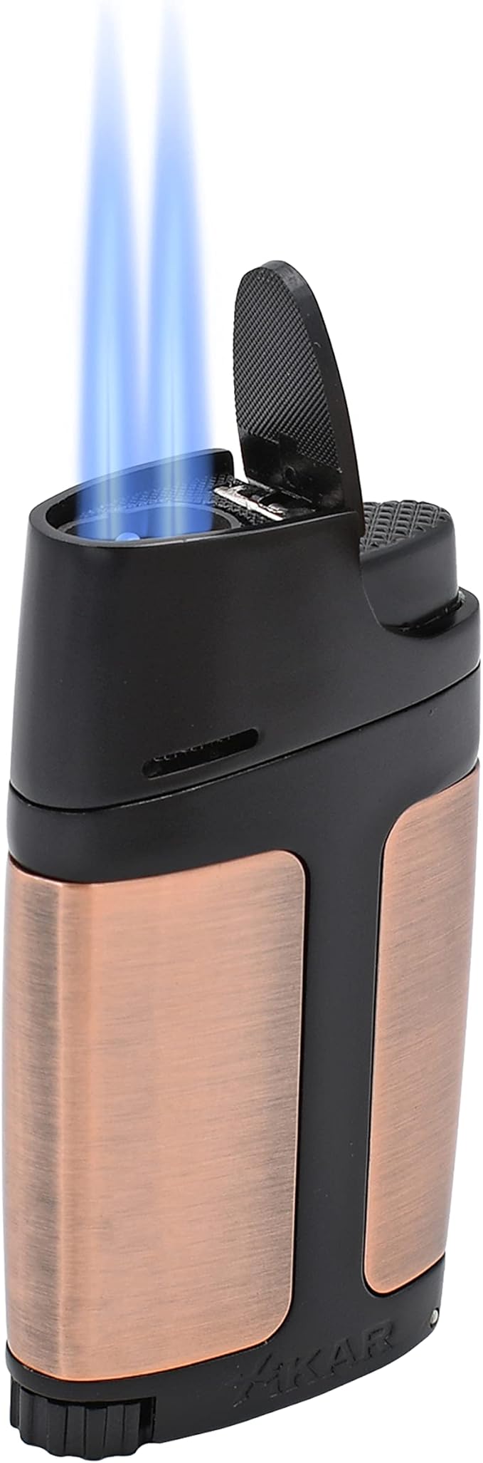 Xikar ELX Double Jet Flame Lighter with 9mm Cigar Punch, Ergonomic Design, Vintage Bronze