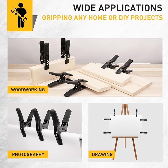 Heavy Duty Metal Spring Clamps: 12-Piece for Woodworking Spring Clamps 6-inch Tarp Clips Spring Clips Metal Clamp Large Heavy Duty Clamps for Pool Cover Backdrop Stand Clamps