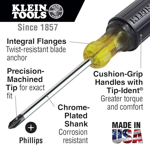 Dipped Plier Kit, Diagonal-Cutting, Needle-Nose, Side-Cutting High Leverage Linesman Pliers, Cutter and Crimper, 5-Piece Klein Tools 80031 Screwdriver Set