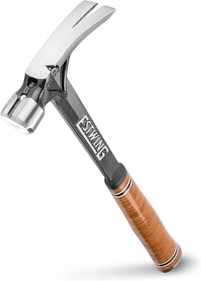 ESTWING Ultra Series Hammer - 19 oz USA Made Rip Claw Framing Hammer with Smooth Face & Genuine Leather Grip - E19S