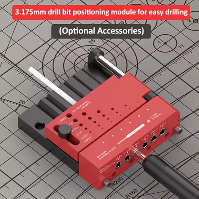 T0012 Round Stick Punching Positioner | Precision Drill Guide Jig for Model Building, Woodworking & DIY |Adjustable Locator with Scales (T0012 + T0012-A)