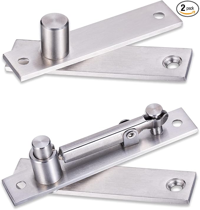 2 Pack | Heavy Duty Pivot Hinge for Wood Door - HBL' Stainless Steel Hidden Door Hinge for Secret Door, with 360 Degree Rotation, Invisible Pivot Door Hardware for Bookshelf.