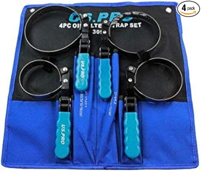 US PRO 3099 Swivel Oil Filter Strap Removal Wrench Set 4 Piece
