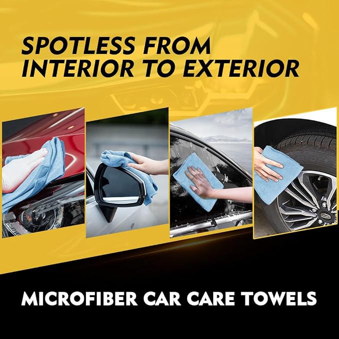 HOMEXCEL Blue Microfiber Cleaning Cloth 50 Pack, 12.5 x 12.5 inch Microfiber Towels for Cars, Ultra Absorbent Car Washing Cloth, Lint Free Streak Free Cleaning Rags for Car, Kitchen, and Window