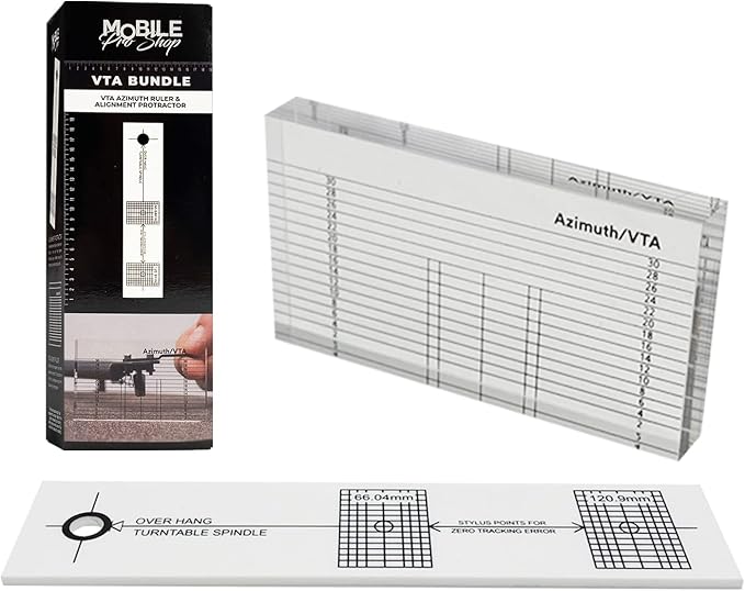 Turntable Azimuth Cartridge Alignment Protractor Set- Vinyl Record Player VTA Azimuth Ruler + Turntable Phono Cartridge Stylus Alignment Protractor