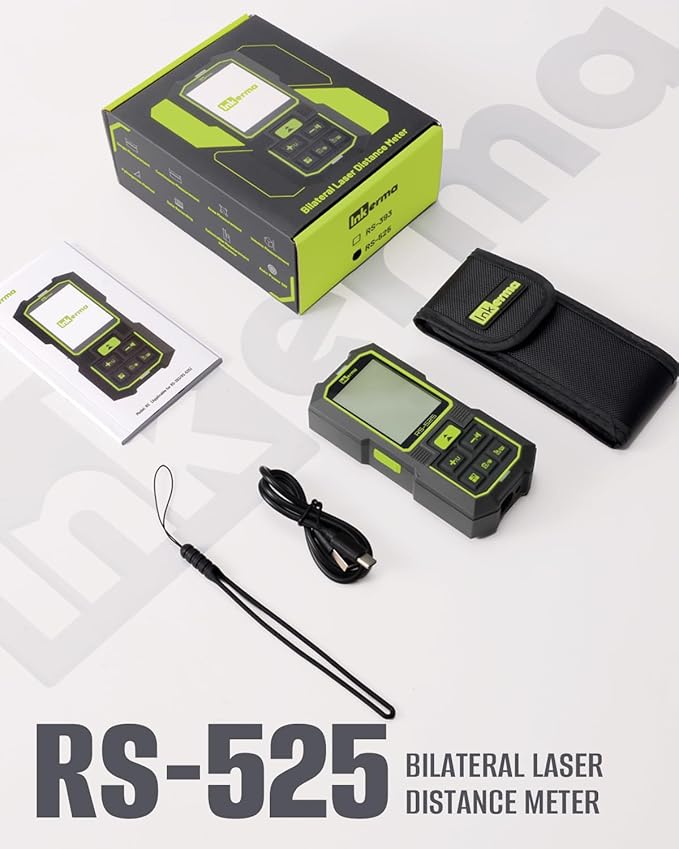 Inkerma Dual Laser Measurement Tool, 525Ft/160M Bilateral Laser Distance Meter, Rechargeable Laser Measure with Ft/in/M Multiple Units, Angle Sensor, Pythagorean Mode, Area and Volume