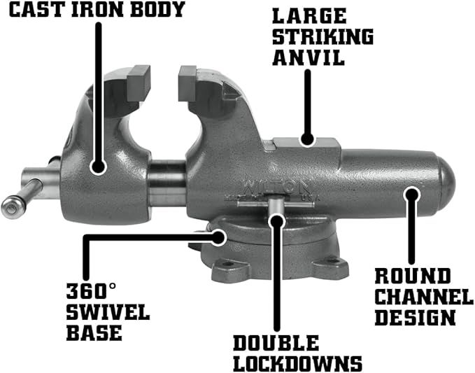 Wilton Machinist Bench Vise, 6" Jaw Width, 10" Jaw Opening, 5-1/2" Throat (Model 600S)