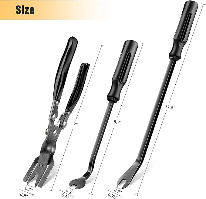GOOACC Auto Trim Removal Tool Set 3Pcs No Scratch Pry Tool Kit with Storage Bag for Car Body Clips Door Panel Car Clips Dashboard Repair Black