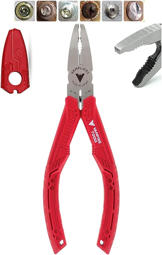 VAMPLIERS 2-PC Screw Extractor Set 7" Slip Joint Pliers + 6.25" Pliers | VT-001-S2B Made in Japan, Multipurpose, High Carbon Steel, Removes Rusted, Security Screws, Nuts & Bolts, Professional Grade
