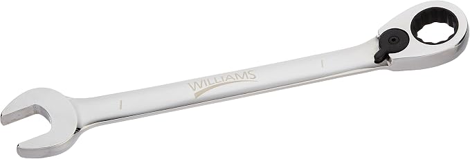 Williams JHW1232RC Reversible Ratcheting 12 Point SAE Combination Wrench, with High Polish Chrome Finish - 1-Inch