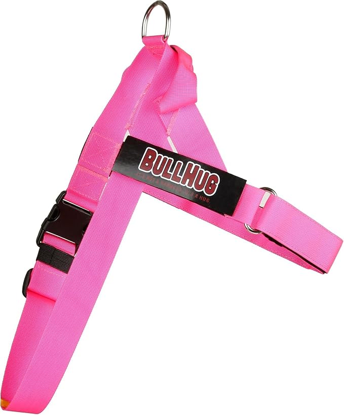 Adjustable Dog Harness– No Pull, No Choke – for English Bulldogs, French Bulldogs, Pugs & Broad-Chested Breeds – Easy, Safe Walks (NEON Pink, Large)
