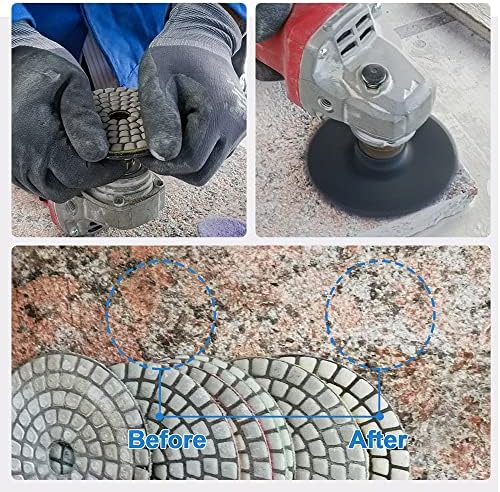 Dry Diamond Polishing Pads - 8pcs 4 inch #400 Sanding Pads Kit for Granite Marble Ceramic Used on Angle Grinder or Polisher
