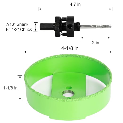 4-1/8 Inch Carbide Hole Saw for 4" Recessed Lights, Cutting Plaster Drywall Ceiling Sheetrock, 2X Faster