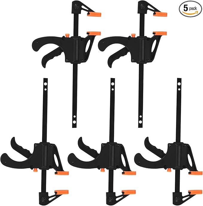 4 Inch Bar Clamps for Woodworking, 5 Pcs Trigger Quick Grip Clamps, One Handed Ratchet Wood Working Clamp, Mini Small Bar Woodworking Clamps for Wood Gluing Crafts (4Inch)