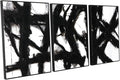 Black and White Abstract Canvas Wall Art – Framed 3 Pieces 20 x 28 Inches Modern Painting Prints with Hand-Painted Texture for Living Room, Bedroom, Office Decor