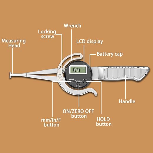 HDLNKAK Digital Inside Caliper Gage, Favor 0.5"-7” Metric/Fractional/Decimal Readings, Alloy Jaws, Digital Circular Caliper with Hold Function for Woodworking.
