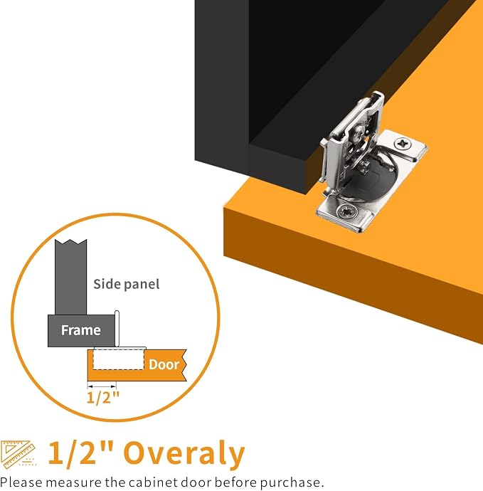 Chibery 30 Pack 1/2" Overlay 3D Soft Close Concealed Hinge for Face Frame Door, Smooth Slow Self Closing Hinges, Satin Nickel, Hidden 105° Open Angle Stainless Steel Hinge for Kitchen Cabinet Door