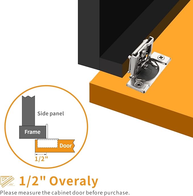 Chibery 10 Pack 1/2" Overlay Concealed Soft Close Hinge for Face Frame Door, Self Closing Hidden Hinge with 3 Way Adjustability, Satin Brushed Nickel 105 Degree Open Angle for Kitchen Storage Cabinet