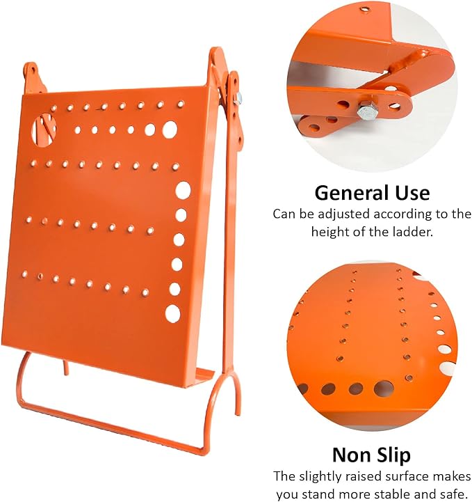 Ladder Platform Attachment,Anti-Slip Extension Ladder Tool,Heavy Duty Ladder Stand Ladder Step,Ladder Accessories Holds 400 Pound (Orange)