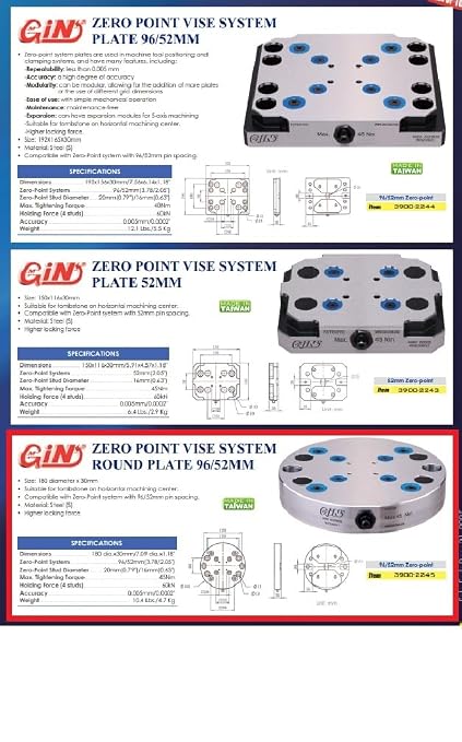 HHIP 3900-2245 52/96mm Pin Spacing Zero-Point Round Plate for 5-Axis CNC Vise