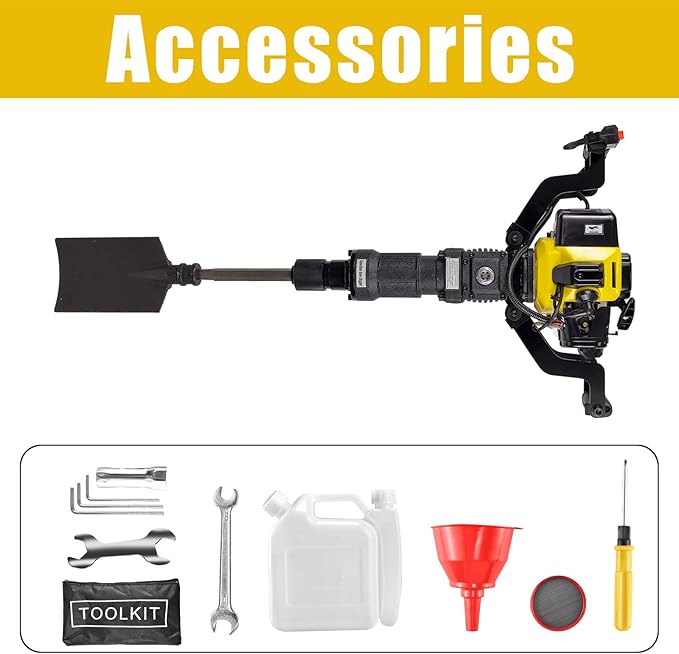 52cc Gas Powered Planting Shovel Digger, 2-Stroke Planting Auger for Tree & Fence High Torque, Portable Earth Drill for Farm, Garden & Landscaping – Shovel & Spade Alternative
