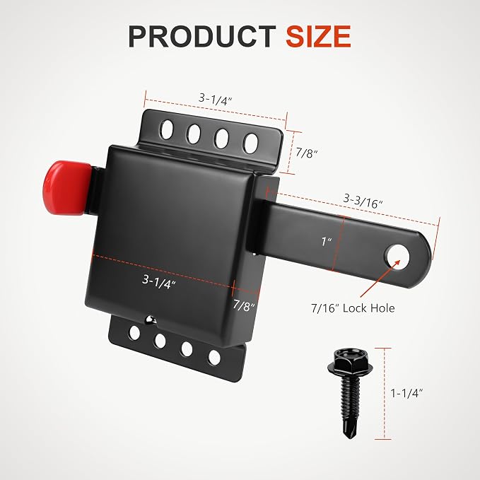 Heavy Duty Max Garage Door Side Lock Inside Deadlock for Most Garage Door Iron Galvanizing -4 Pack, Black