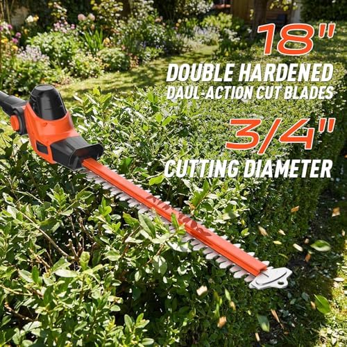 MAXLANDER 2-In-1 8" Pole Saw & 18" Hedge Trimmer, 2×3.0Ah Battery & Charger