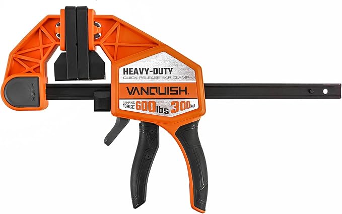 VANQUISH 6" One Hand Clamp/Spreader, 600Lbs Clamping Force, 3.4in. Throat Depth Heavy Duty Quick Release Bar Clamps, Tools & Equipment for Woodworking, Carpentry, Home Improvement, DIY