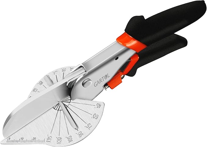 GARTOL Miter Shears, 45°-135° Adjustable Angle Cutter for Shoe Moulding, Quarter Round and PVC, SK5 Steel Trim Scissors (Tool Only)
