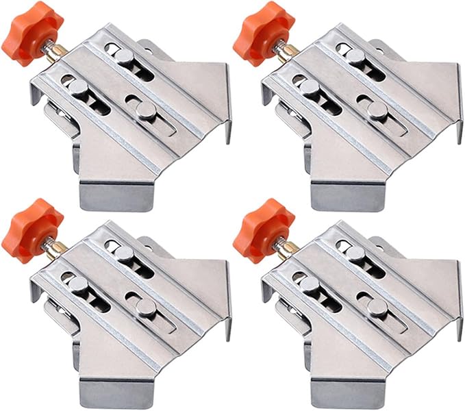 4-Piece Multipurpose 90 Degree Corner Clamp, Professional Stainless Steel Right Angle Clamp, Heavy Duty Woodworking Photo Framing Holder, Open Type for Drawers