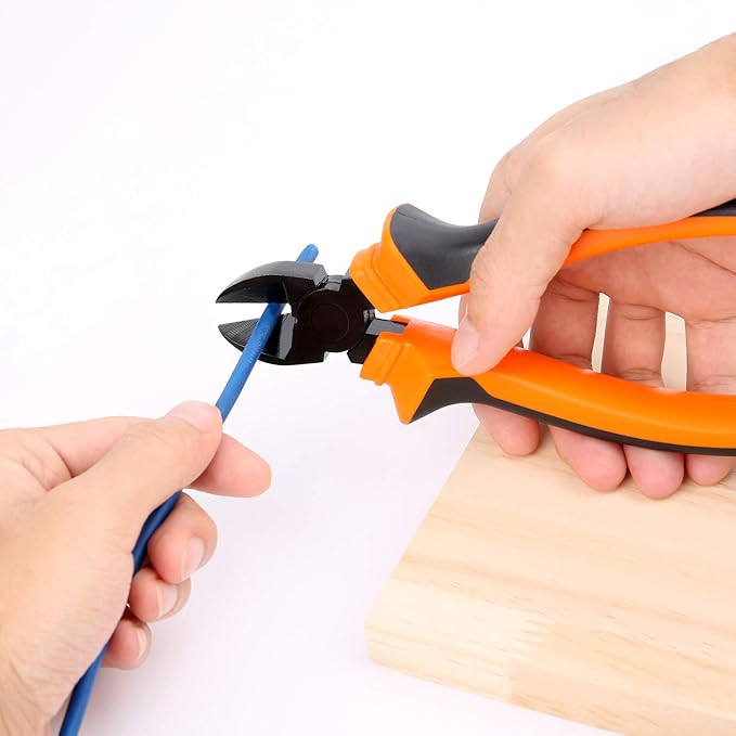 BOENFU Wire Cutters Heavy Duty Side Cutters 7.5 Inches CRV Steel, Comfort Grip Diagonal Cutting Pliers for Floral Wire, Crafting, Chicken Wire, Orange