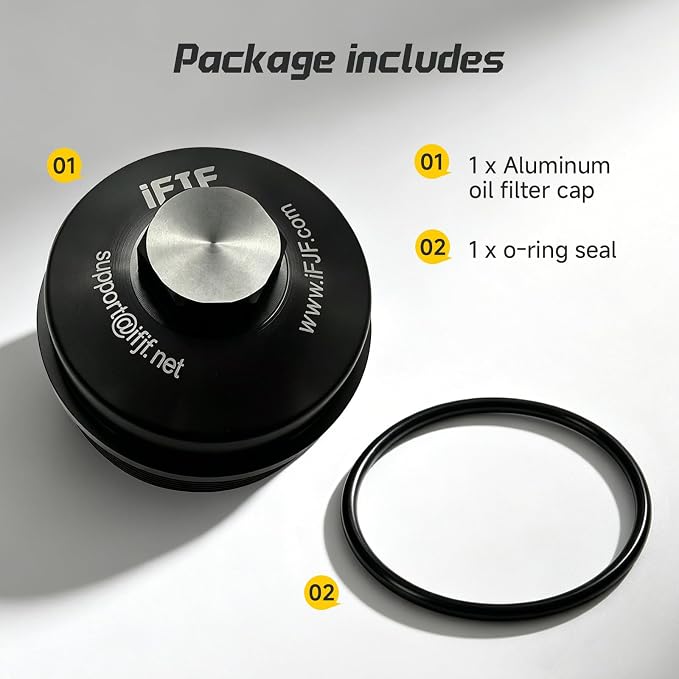 iFJF EC781 Oil Filter Cap Aluminum Black Replacement for Ford 6.0L 6.4L | for F250-F550 6.4L, Seamless Seamless-System Integration, 3K-5K Mile Routine Maintenance Ready, Fast Back-on-the-Road Setup