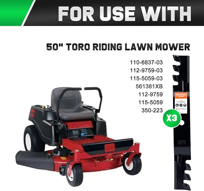 Grasscool SS5000 Timecutter 50 inch 115-5059-03 Mulching Mower Blades for Toro Time Cutter MX5050 MX5000 MX5075 Z5000 50'' Deck Zero Turn Replace 110-6837-03